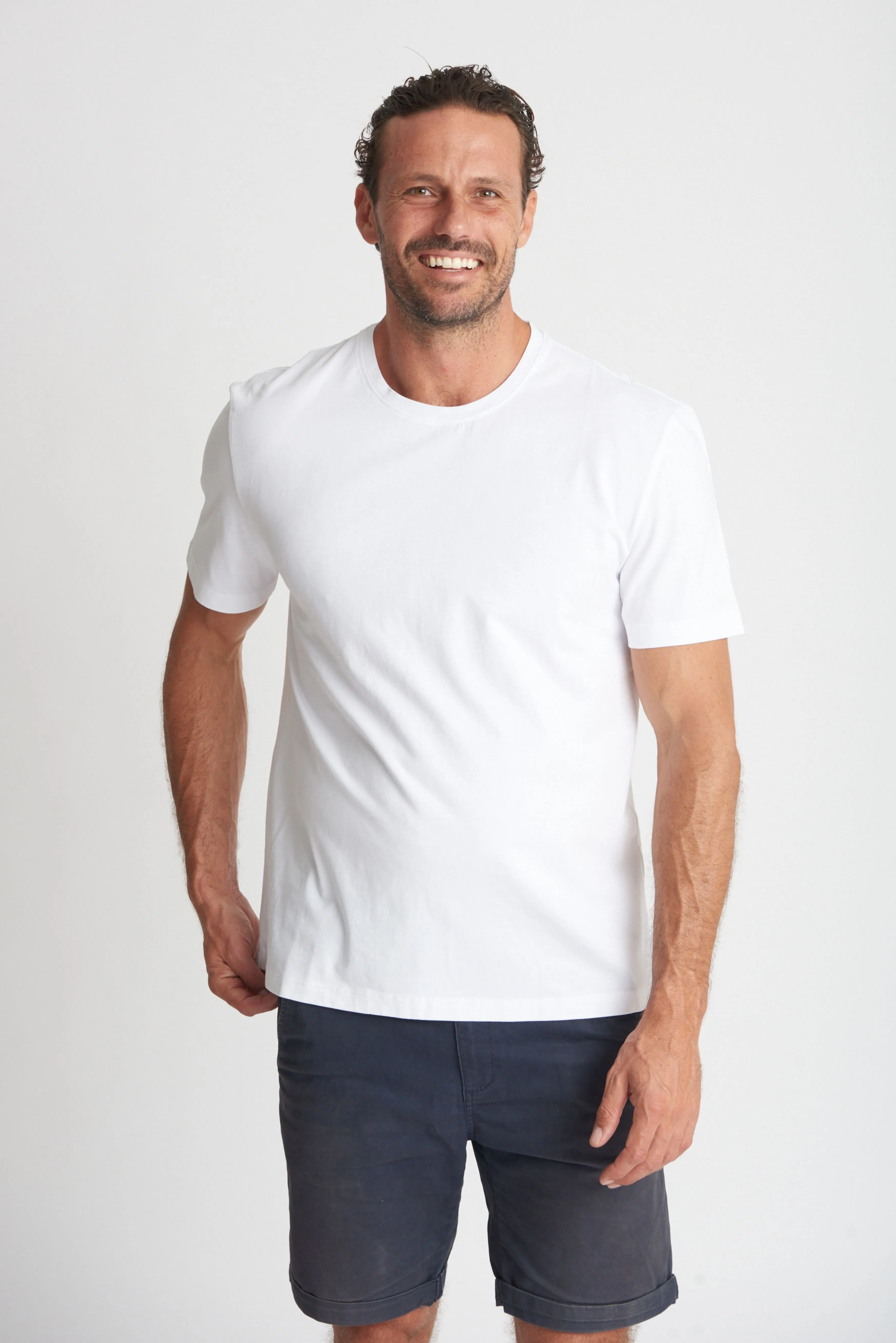 100% Cotton Mens Crew Neck Tee White