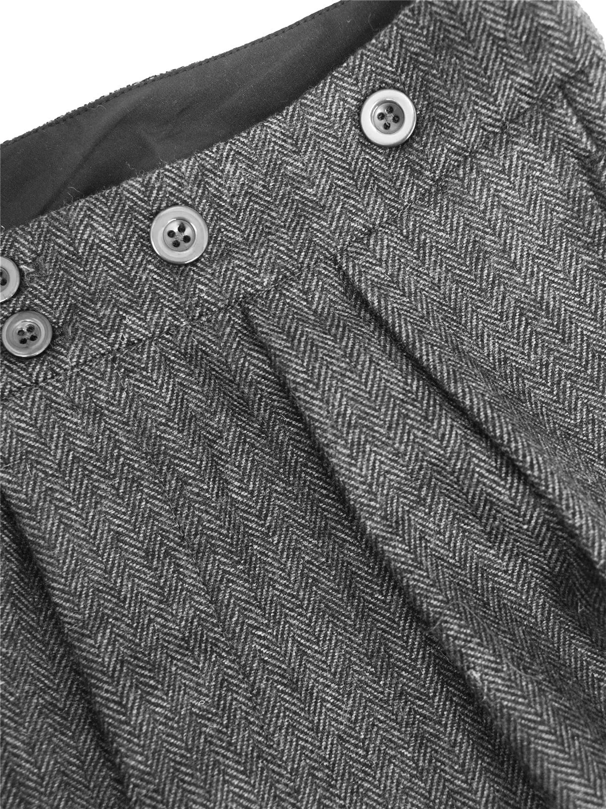 1940s Vintage Granville Herringbone Wool Bag Trousers in Grey