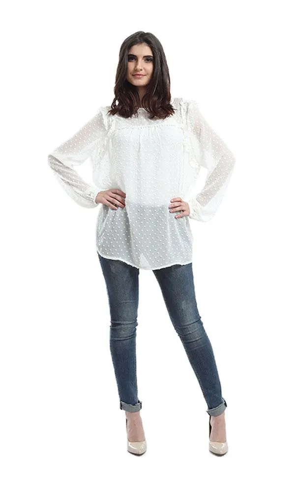 48420 Long Sleeves Elegant Blouse - White