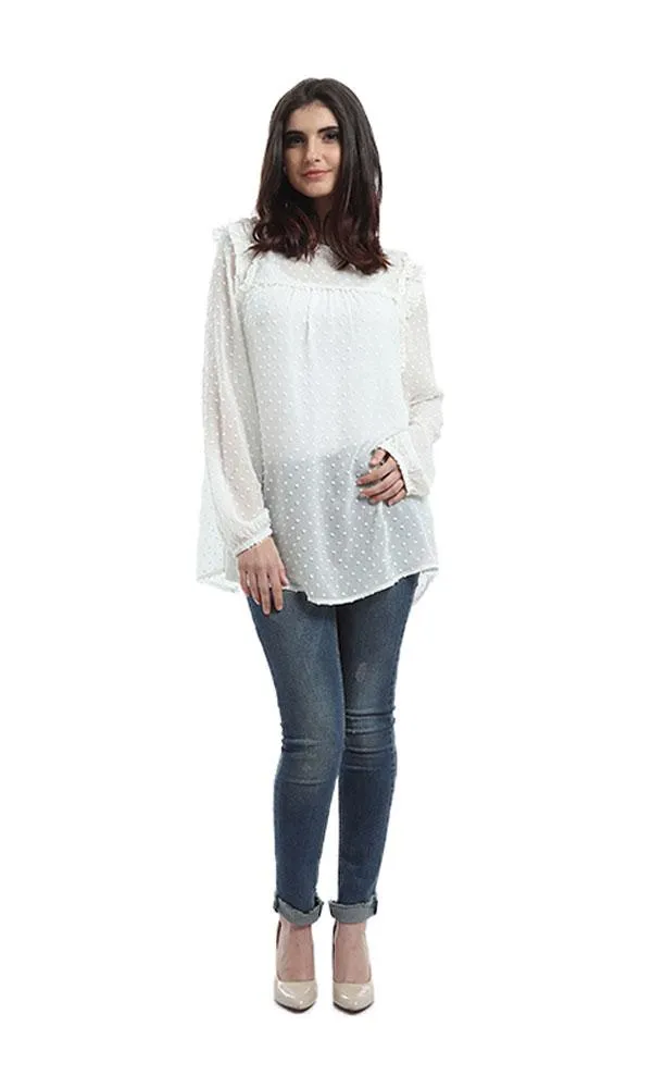 48420 Long Sleeves Elegant Blouse - White