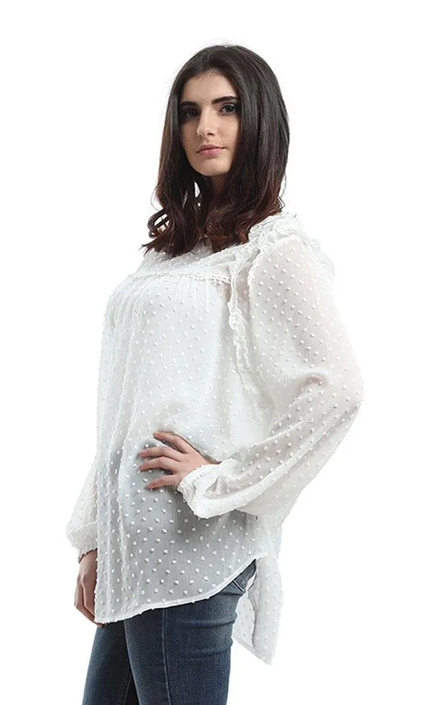 48420 Long Sleeves Elegant Blouse - White