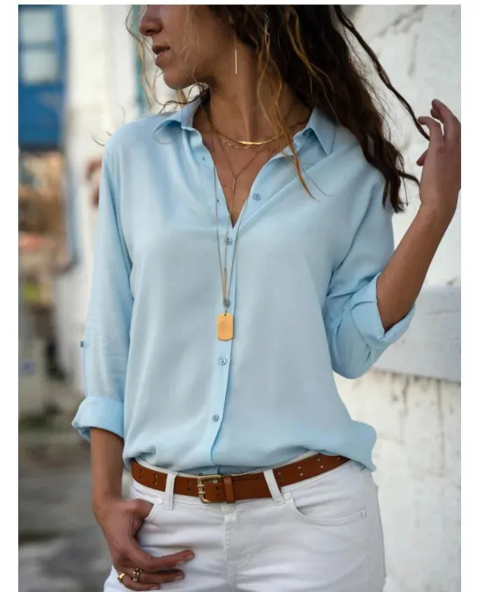 Adaline - Timeless Polo Collar Office Blouse for Women