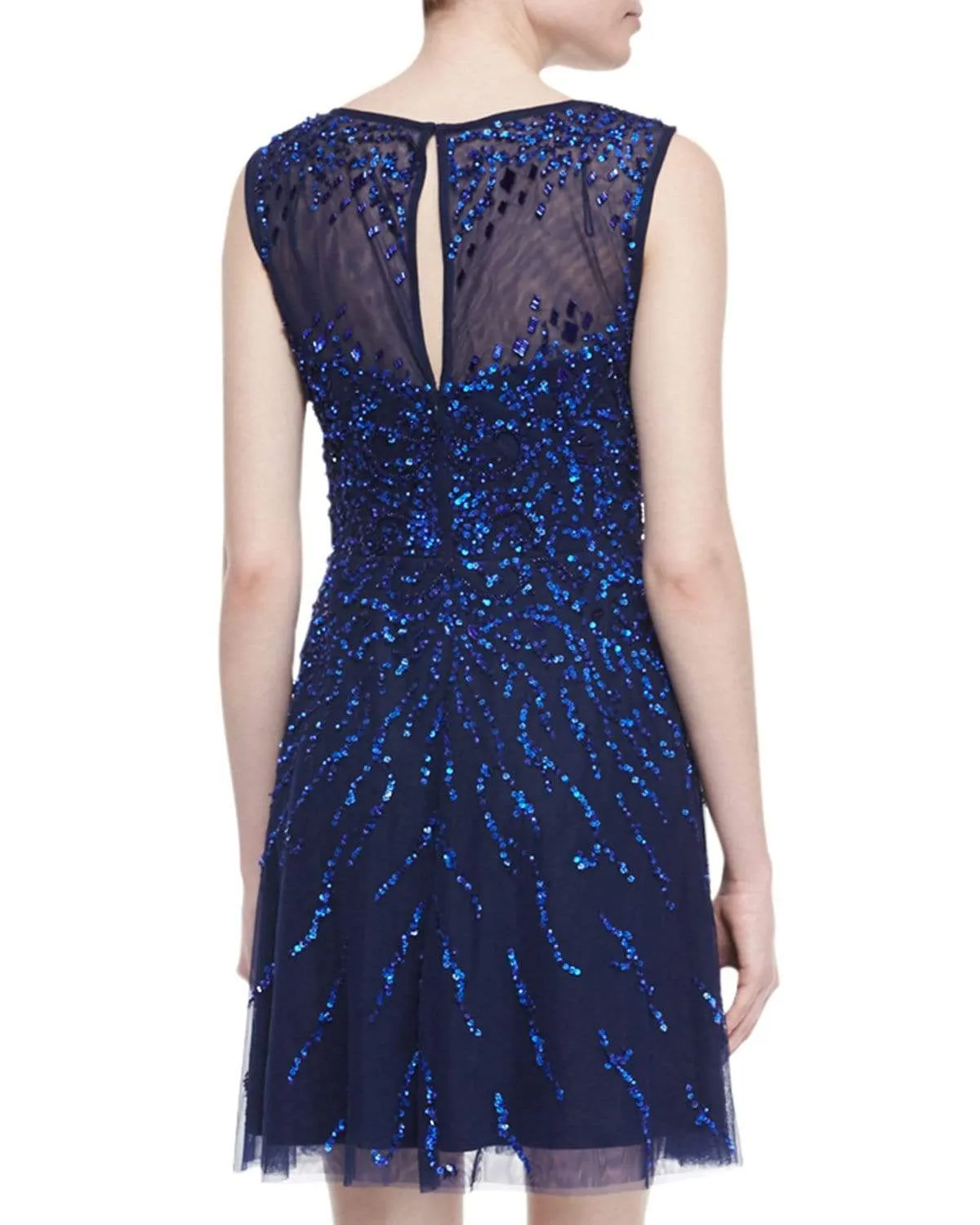 Adrianna Papell - 54465630 Illusion Jewel Sequined Mesh Cocktail Dress