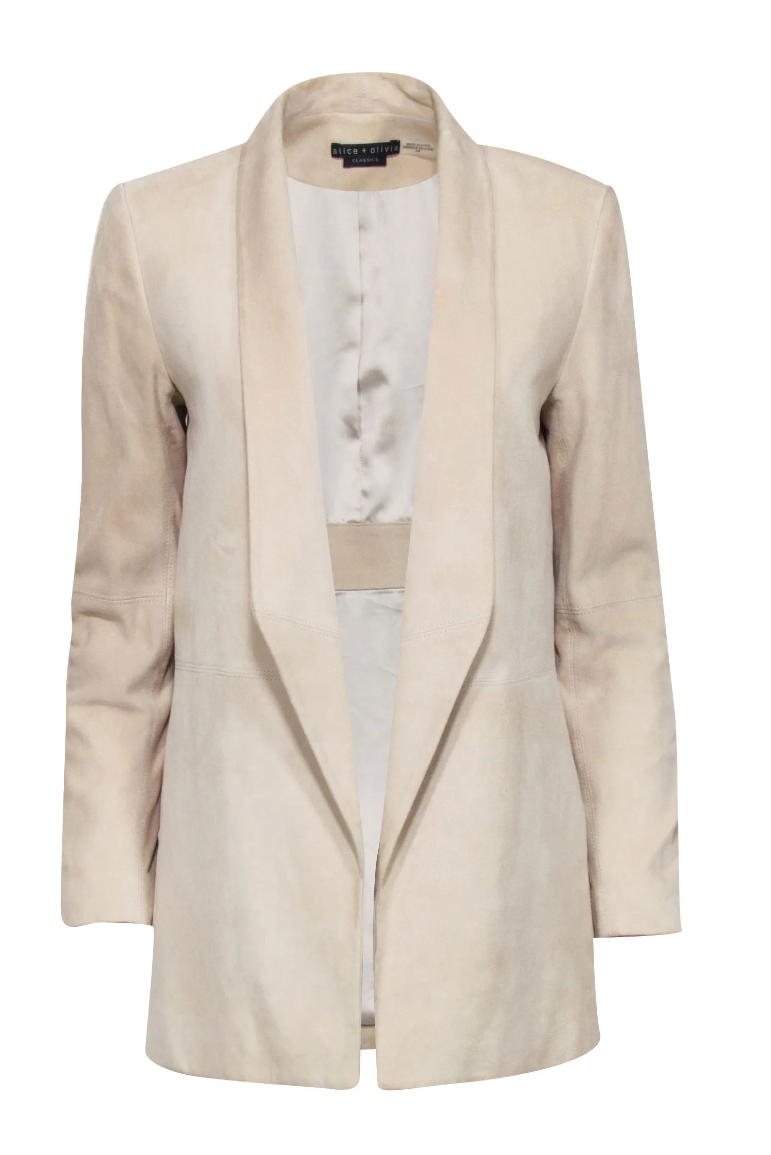 Alice & Olivia - Beige Suede Open Front Blazer Sz S