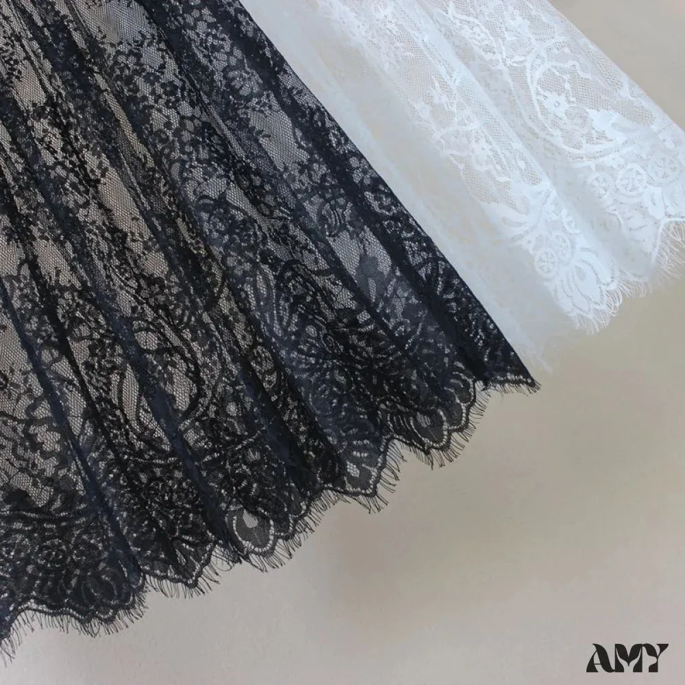 Amy Fashion - Fashion Solid Casual Mesh Lace Skirts