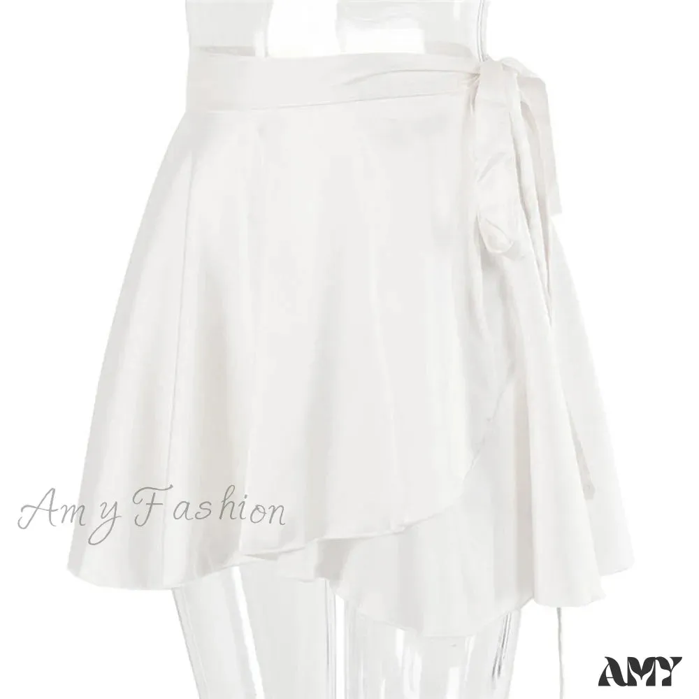 Amy Fashion - White Elegant Satin Skirts