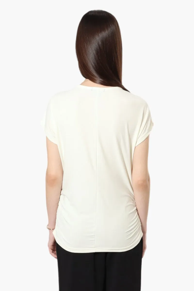 Beechers Brook Cap Sleeve Necklace Blouse - White