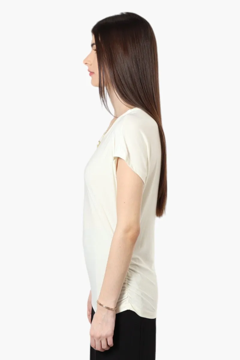 Beechers Brook Cap Sleeve Necklace Blouse - White