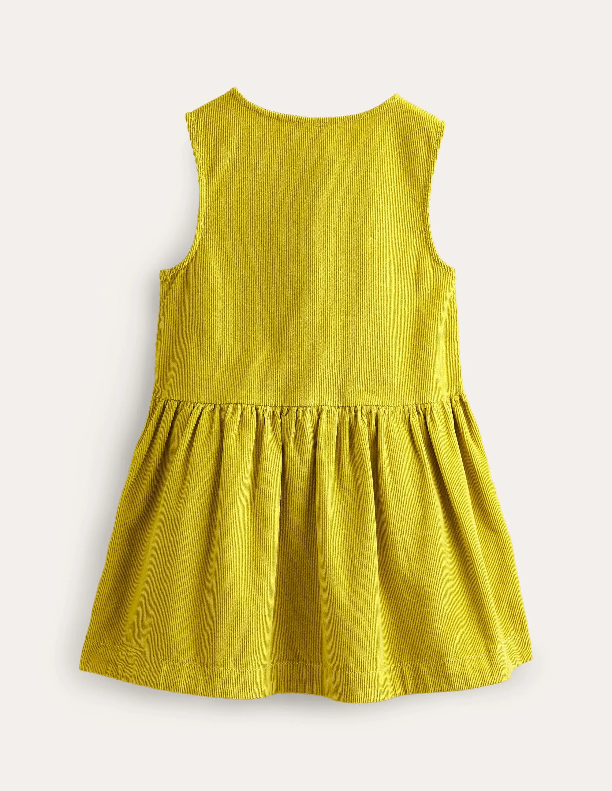 Button Pinafore Dress-Gooseberry Yellow