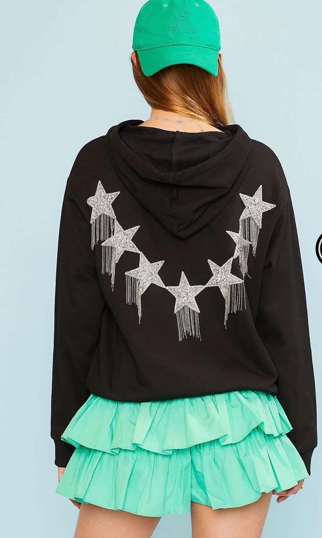 Callie Rhinestone Fringe Star Hoodie