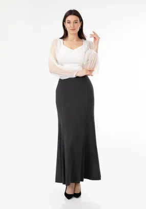 Charcoal Fishtail Maxi Skirt | Regular & Plus Size