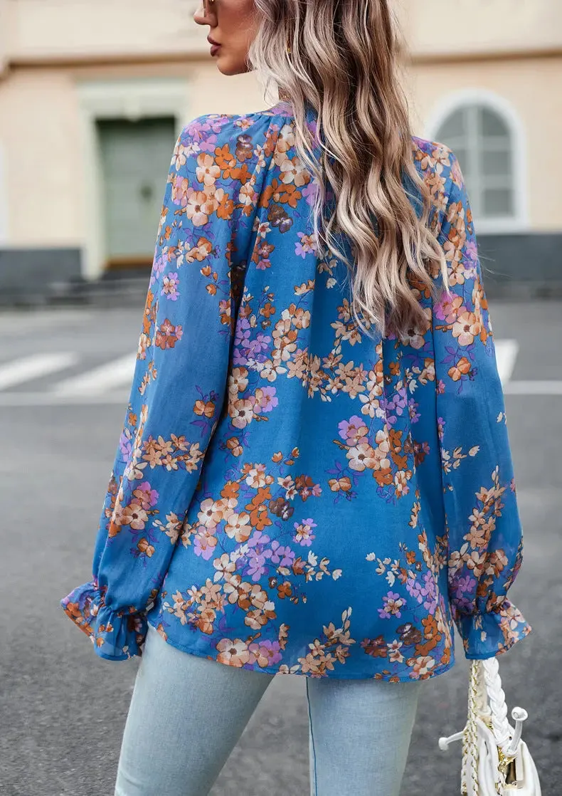 Chic Floral V-Neck Blouse