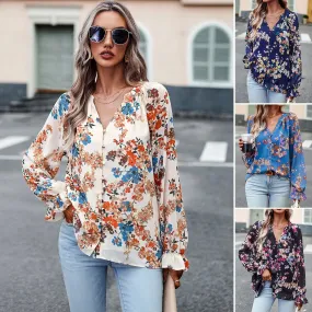 Chic Floral V-Neck Blouse