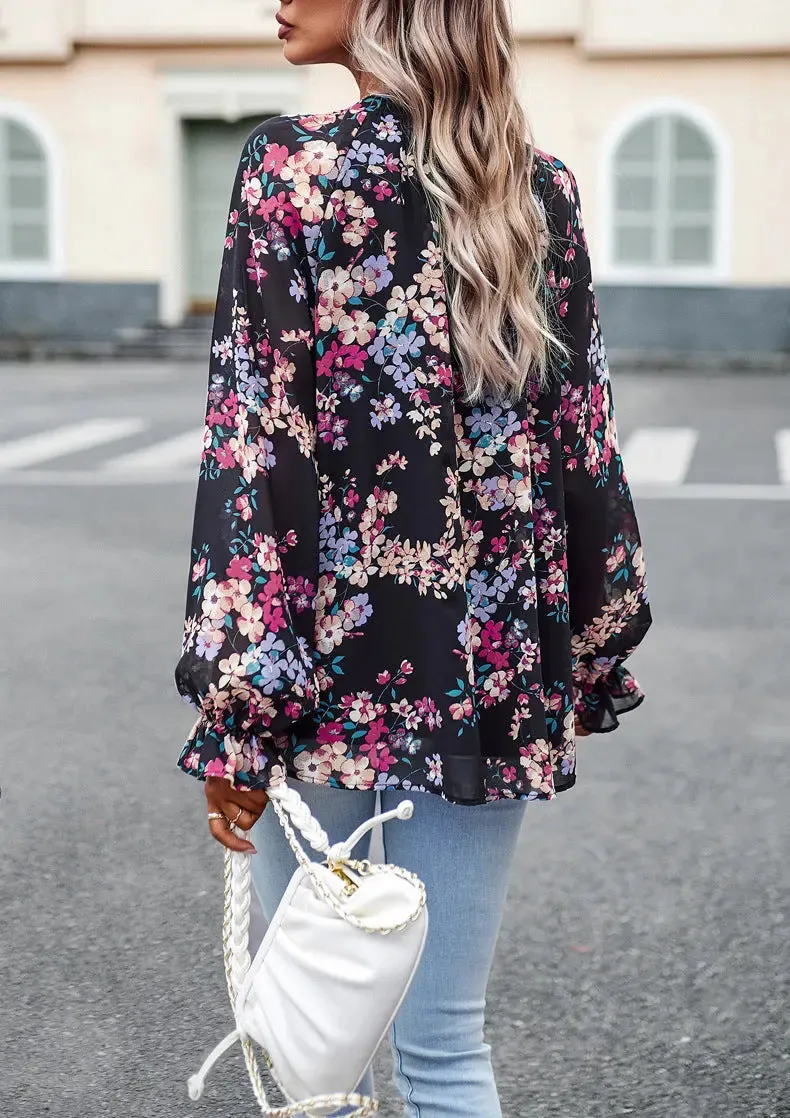 Chic Floral V-Neck Blouse