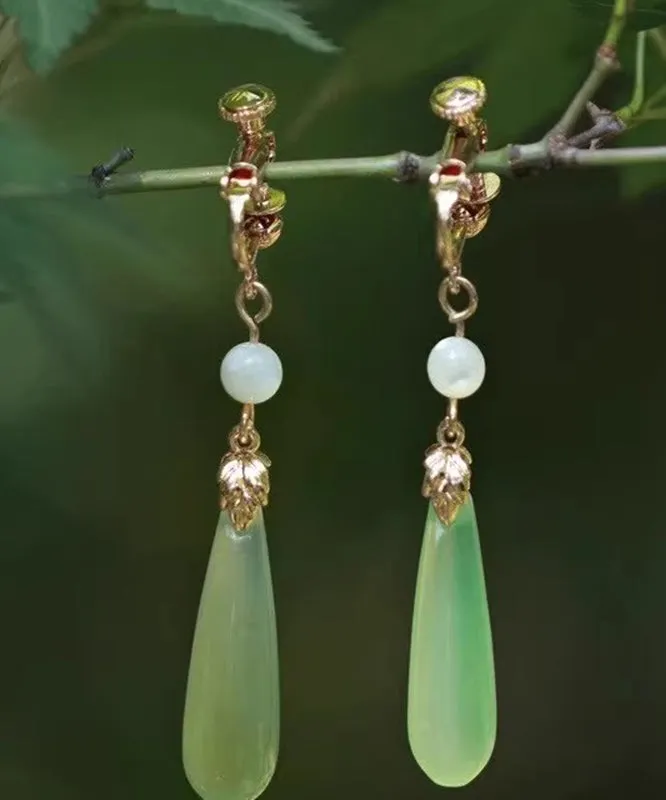 Chic Green Sterling Silver Alloy Pearl Drop Earrings AC1070