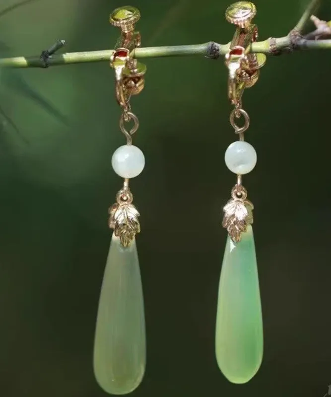 Chic Green Sterling Silver Alloy Pearl Drop Earrings AC1070