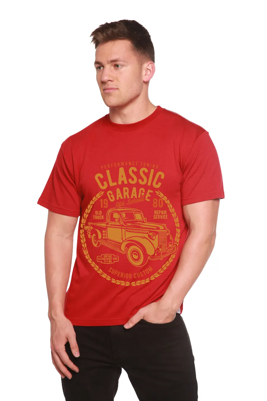 Classic Garage Men's Bamboo Viscose/Organic Cotton Short Sleeve Graphic T-Shirt