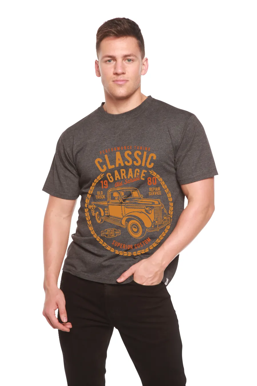 Classic Garage Men's Bamboo Viscose/Organic Cotton Short Sleeve Graphic T-Shirt