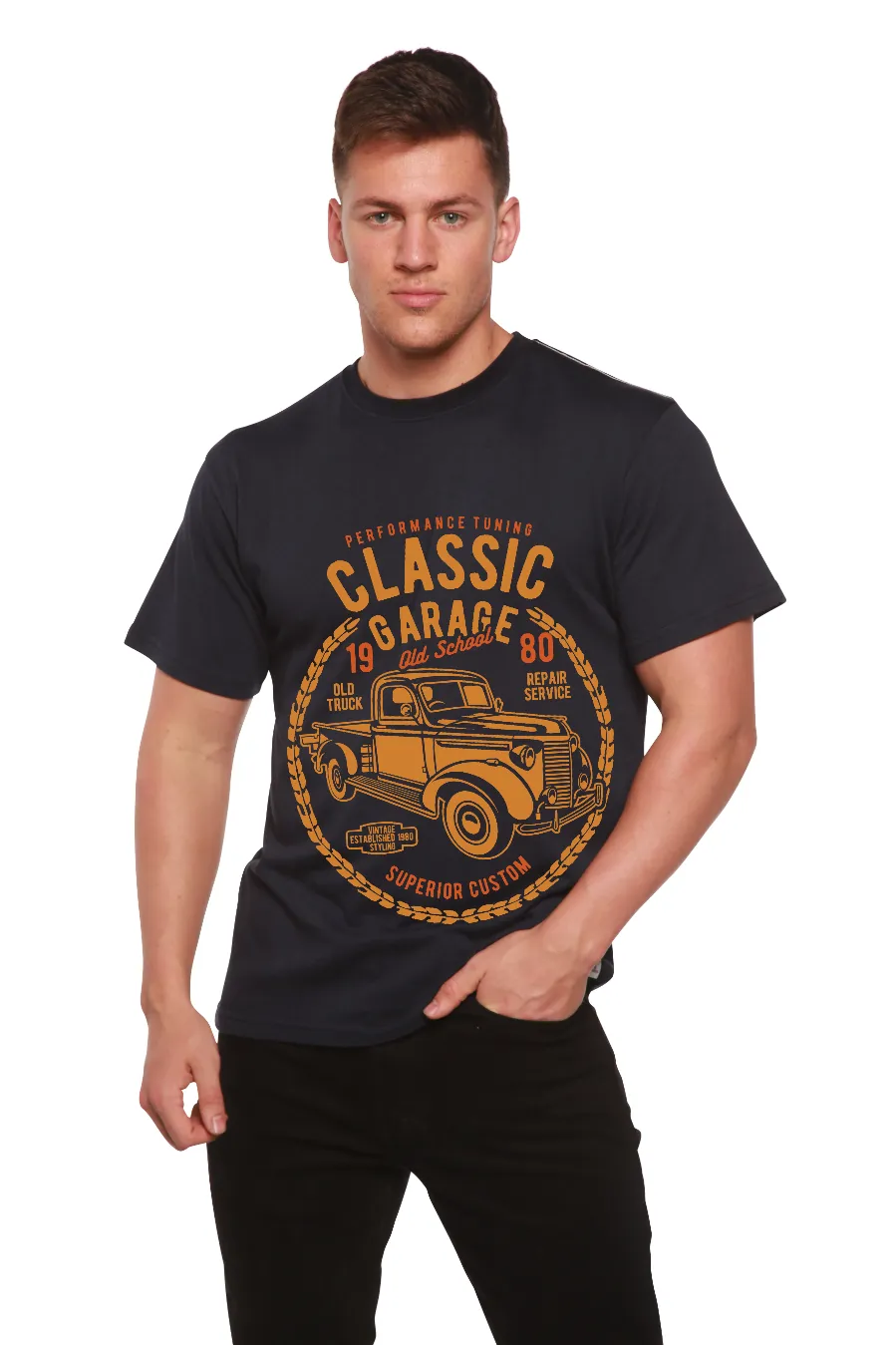 Classic Garage Men's Bamboo Viscose/Organic Cotton Short Sleeve Graphic T-Shirt