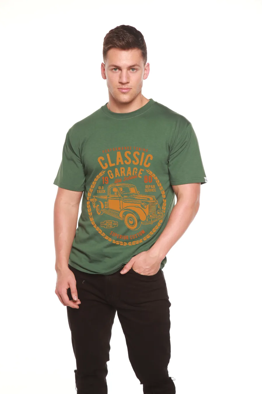 Classic Garage Men's Bamboo Viscose/Organic Cotton Short Sleeve Graphic T-Shirt