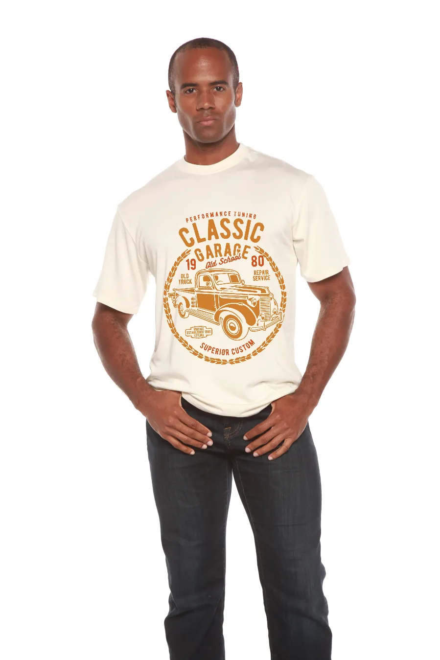 Classic Garage Men's Bamboo Viscose/Organic Cotton Short Sleeve Graphic T-Shirt