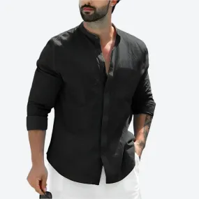 Classic Mandarin Collar Button-Up Shirts