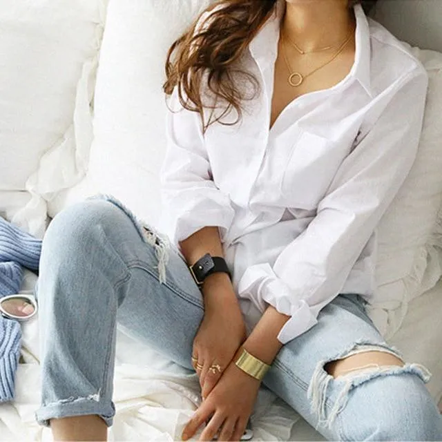 Classic Spring Women White Shirt