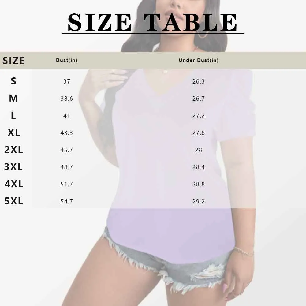 Custom Face American Flag Women's V-Neck Puff Sleeve T-Shirts Personalized Summer Casual Shirt Tops for Women