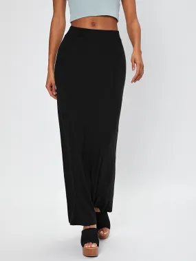 Elegant Plain Drop Waist Maxi Women Skirt