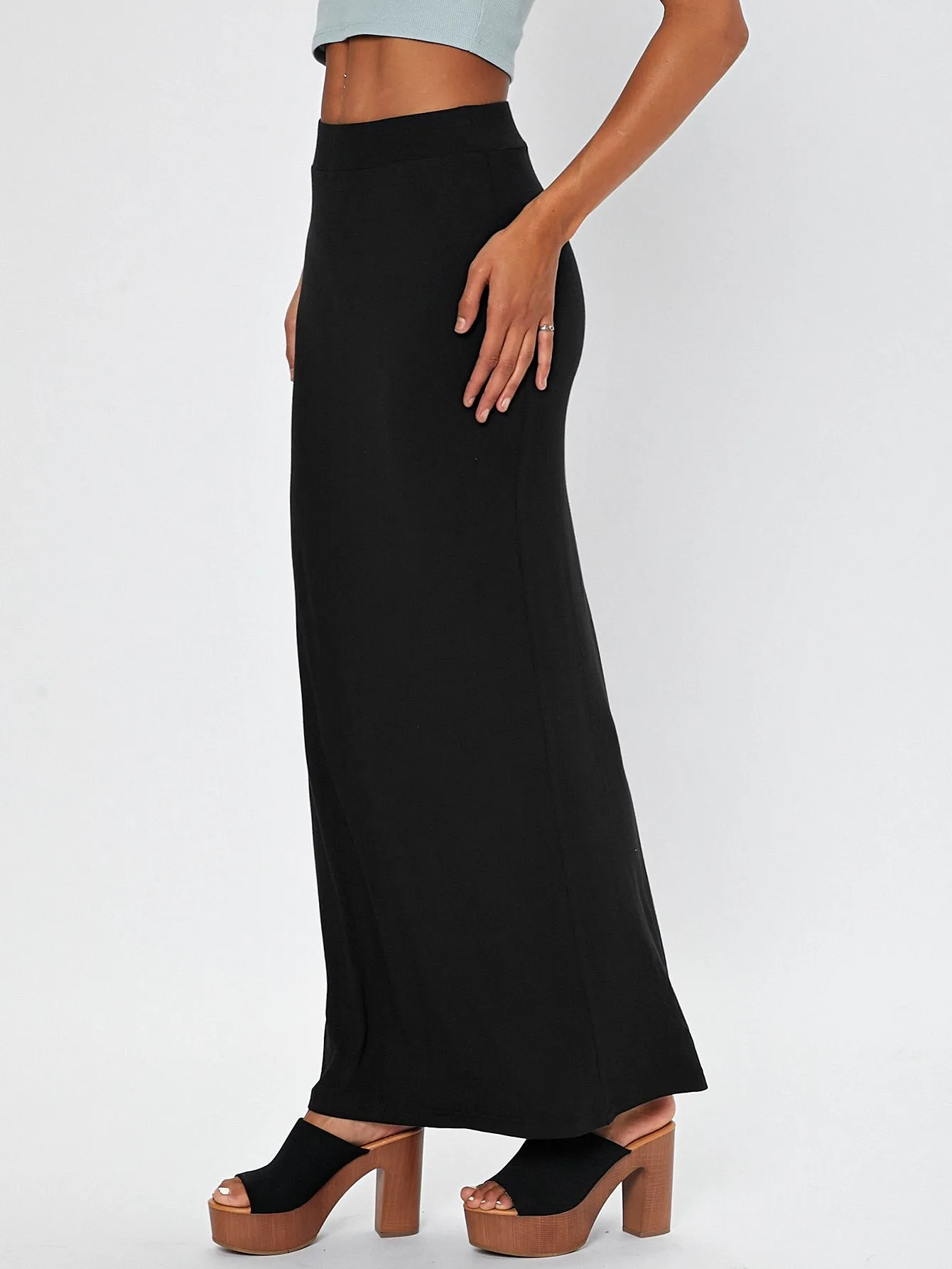 Elegant Plain Drop Waist Maxi Women Skirt