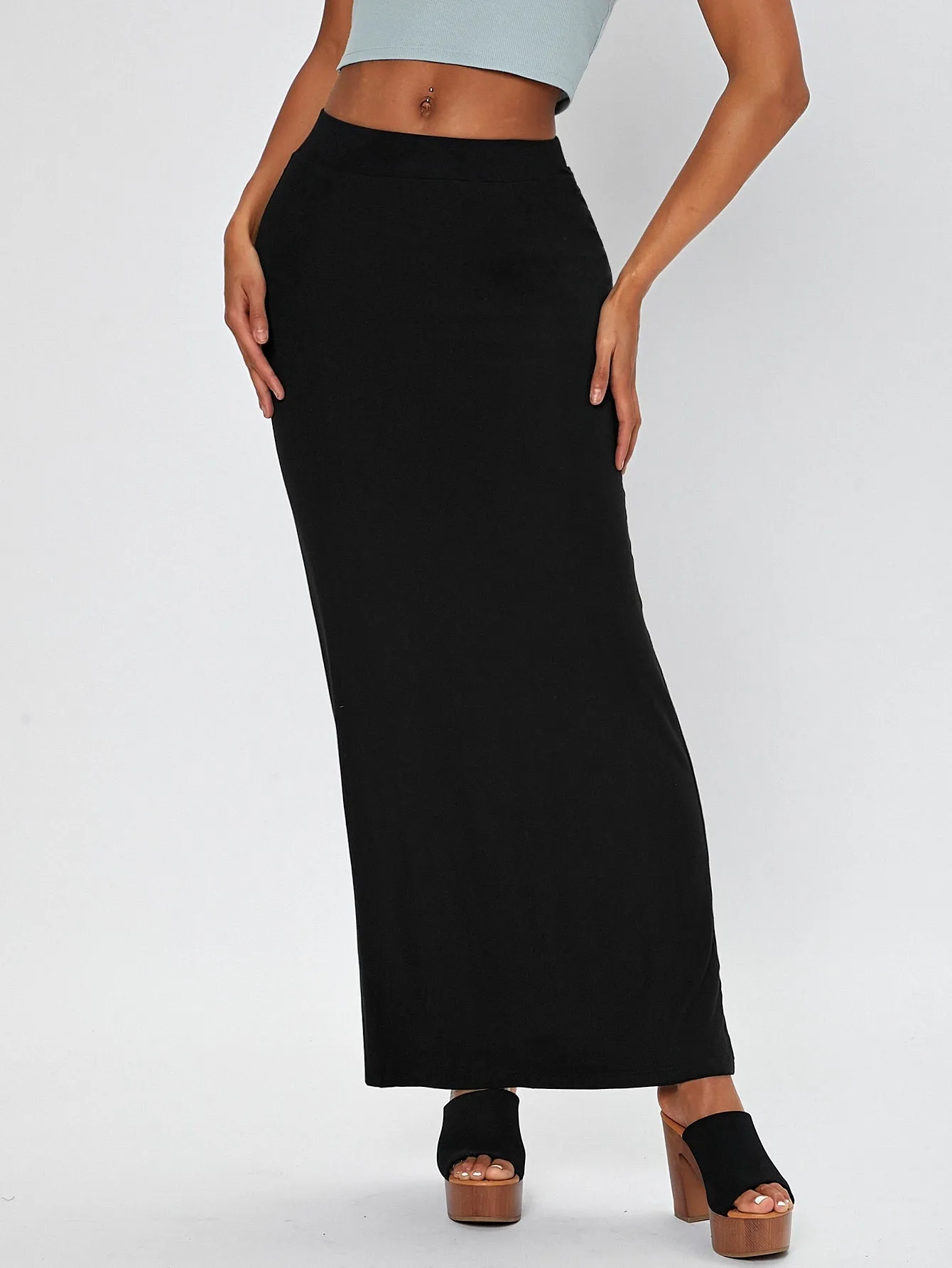 Elegant Plain Drop Waist Maxi Women Skirt