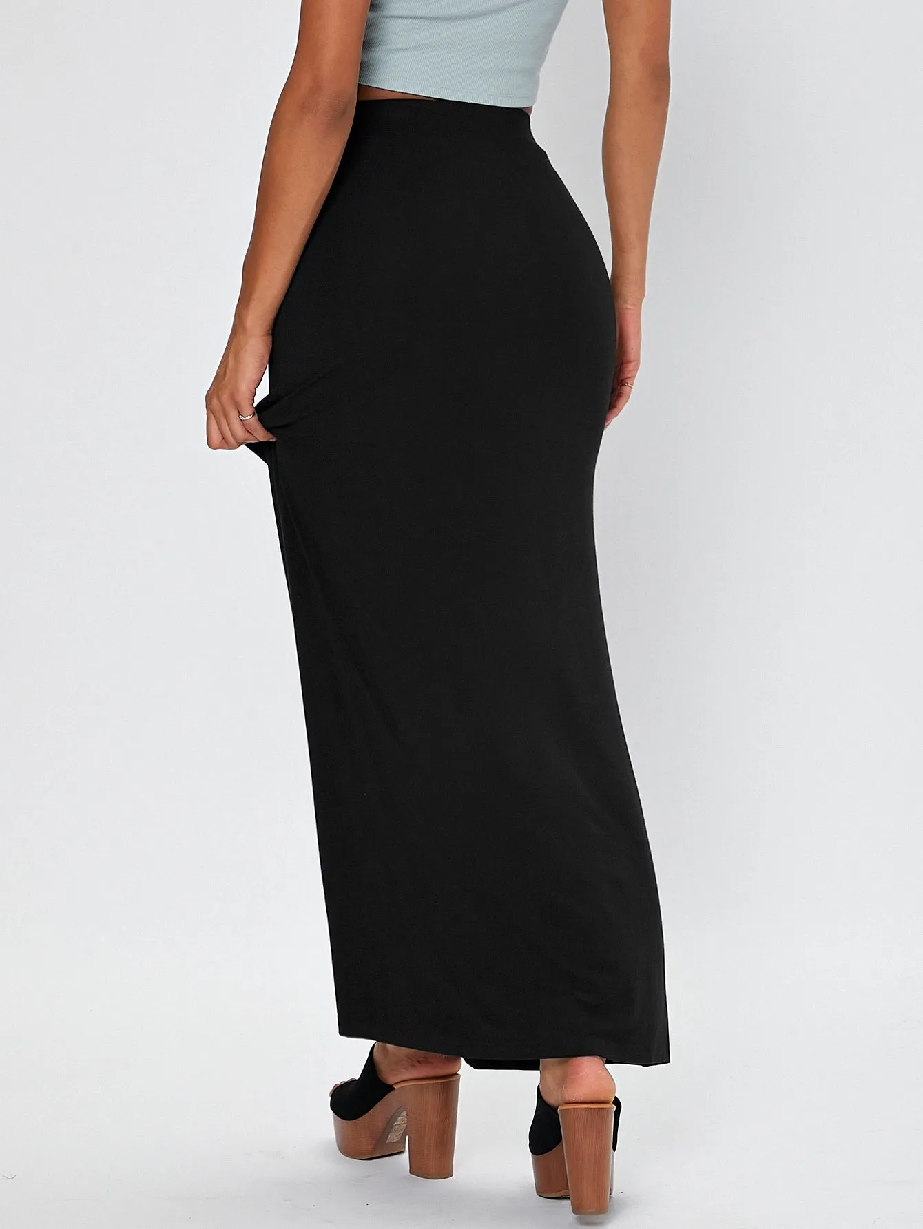 Elegant Plain Drop Waist Maxi Women Skirt