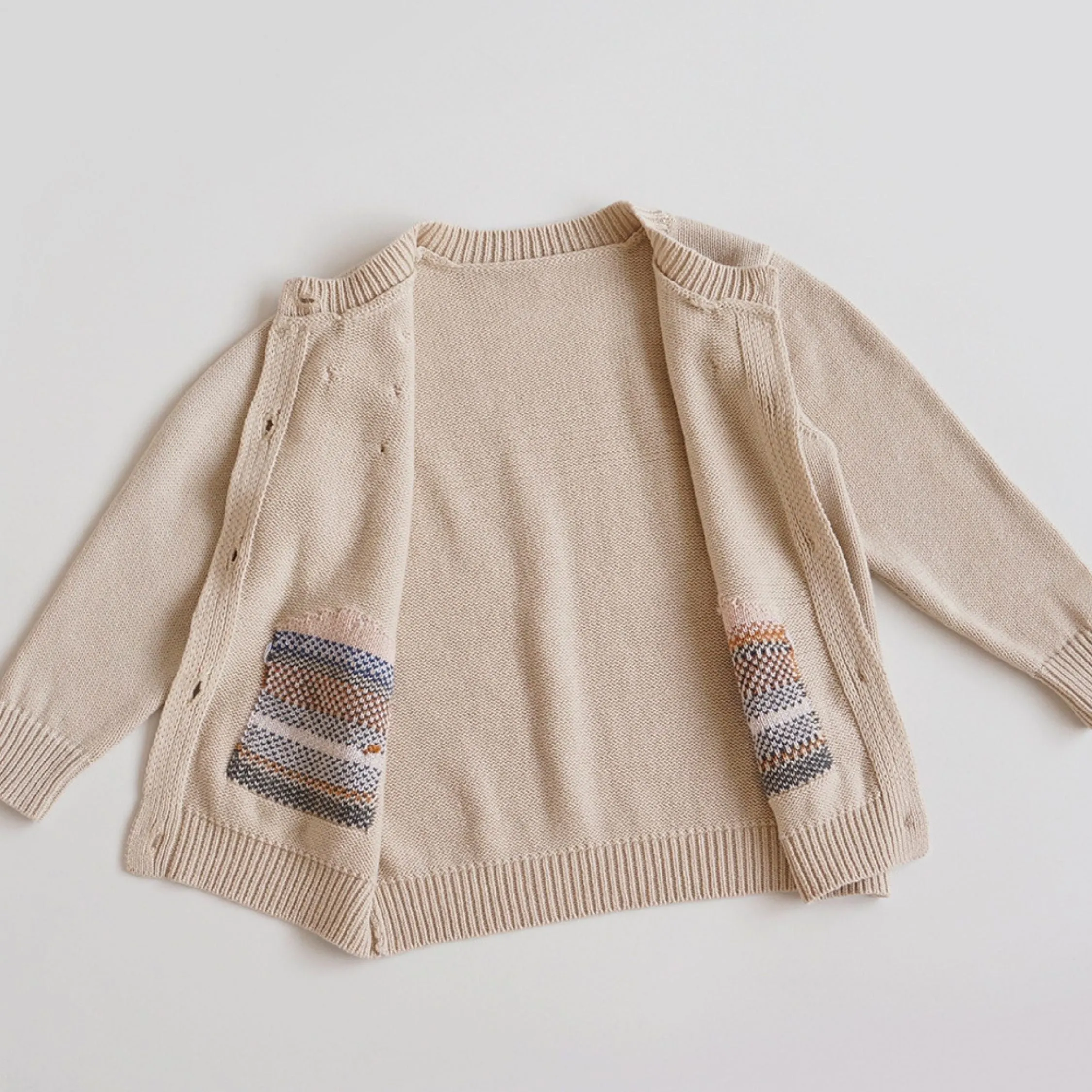 Embroidered Patch Cotton Blend Cardigan