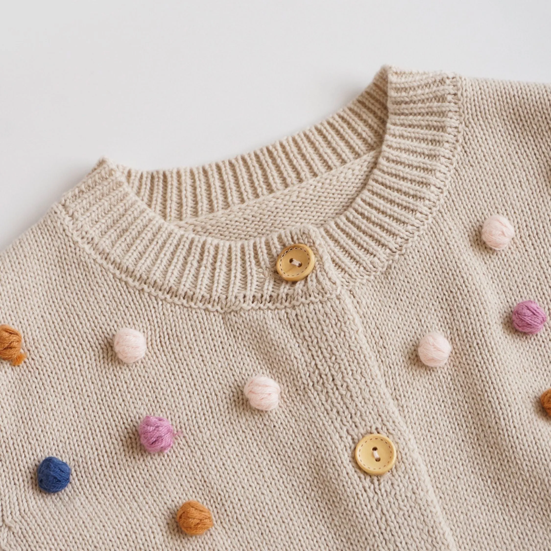 Embroidered Patch Cotton Blend Cardigan