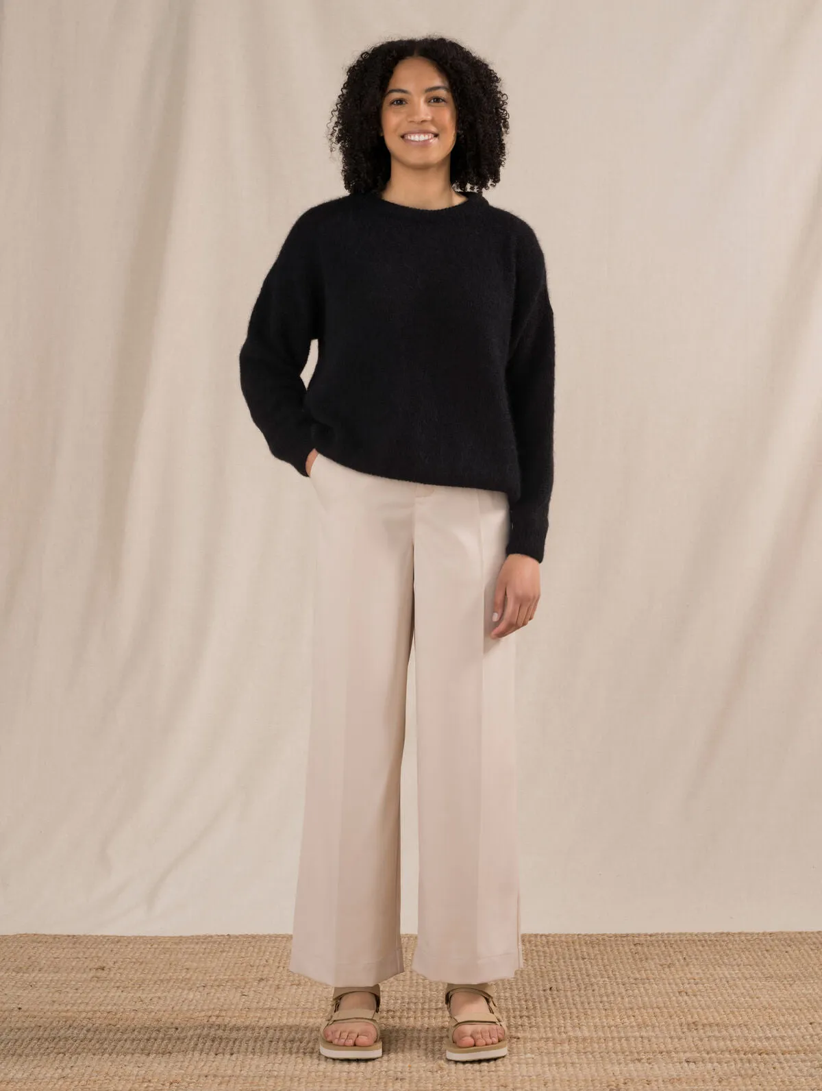 Emma Wool Blend Trousers Birch White