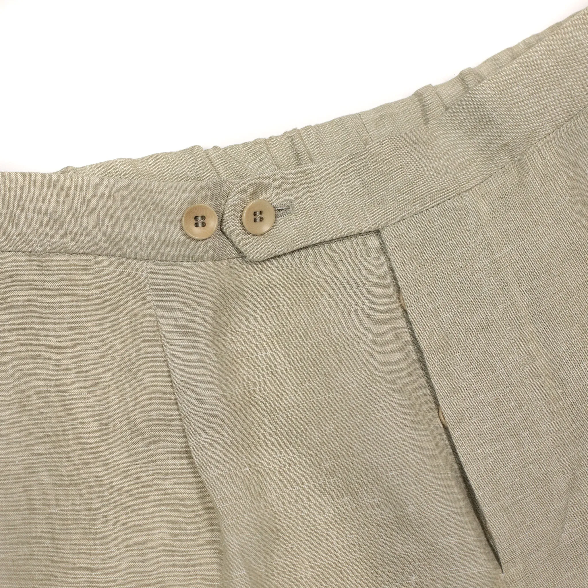 Exclusive single-pleated easy pants in oatmeal linen (restock)