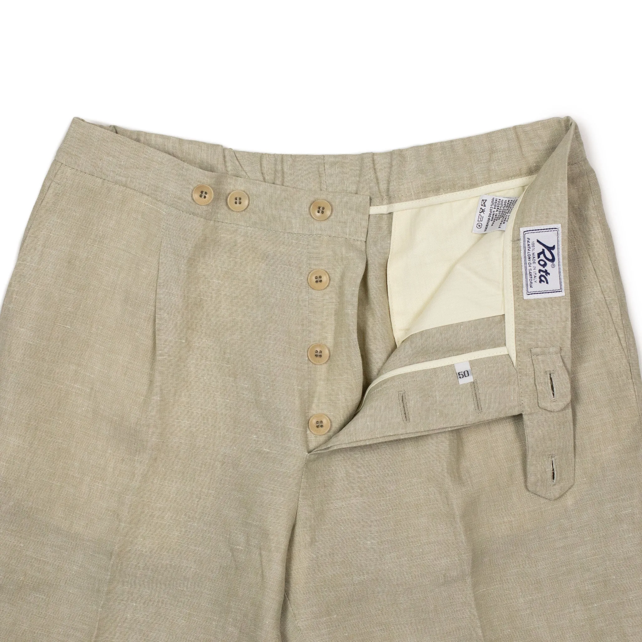 Exclusive single-pleated easy pants in oatmeal linen (restock)