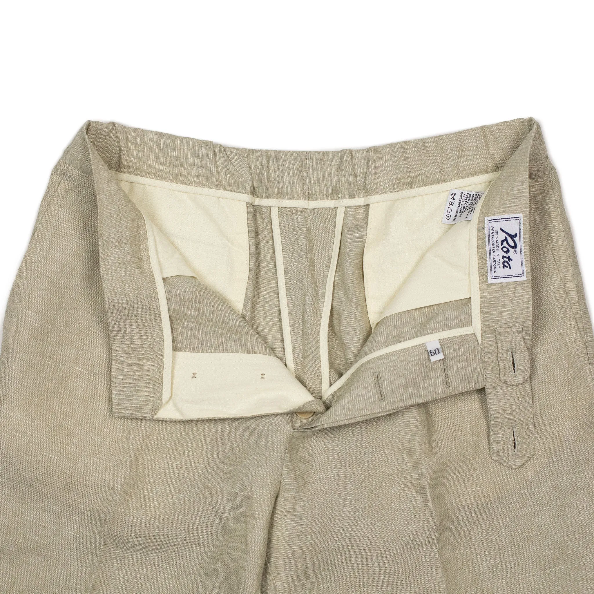 Exclusive single-pleated easy pants in oatmeal linen (restock)