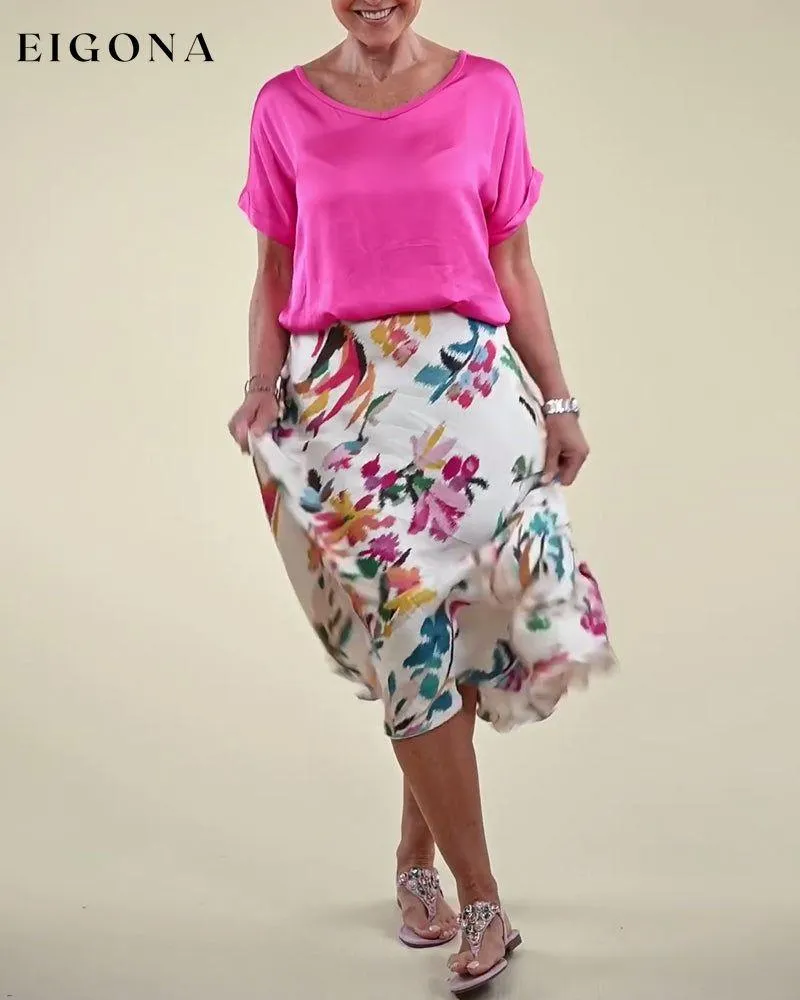 Floral print elegant skirt