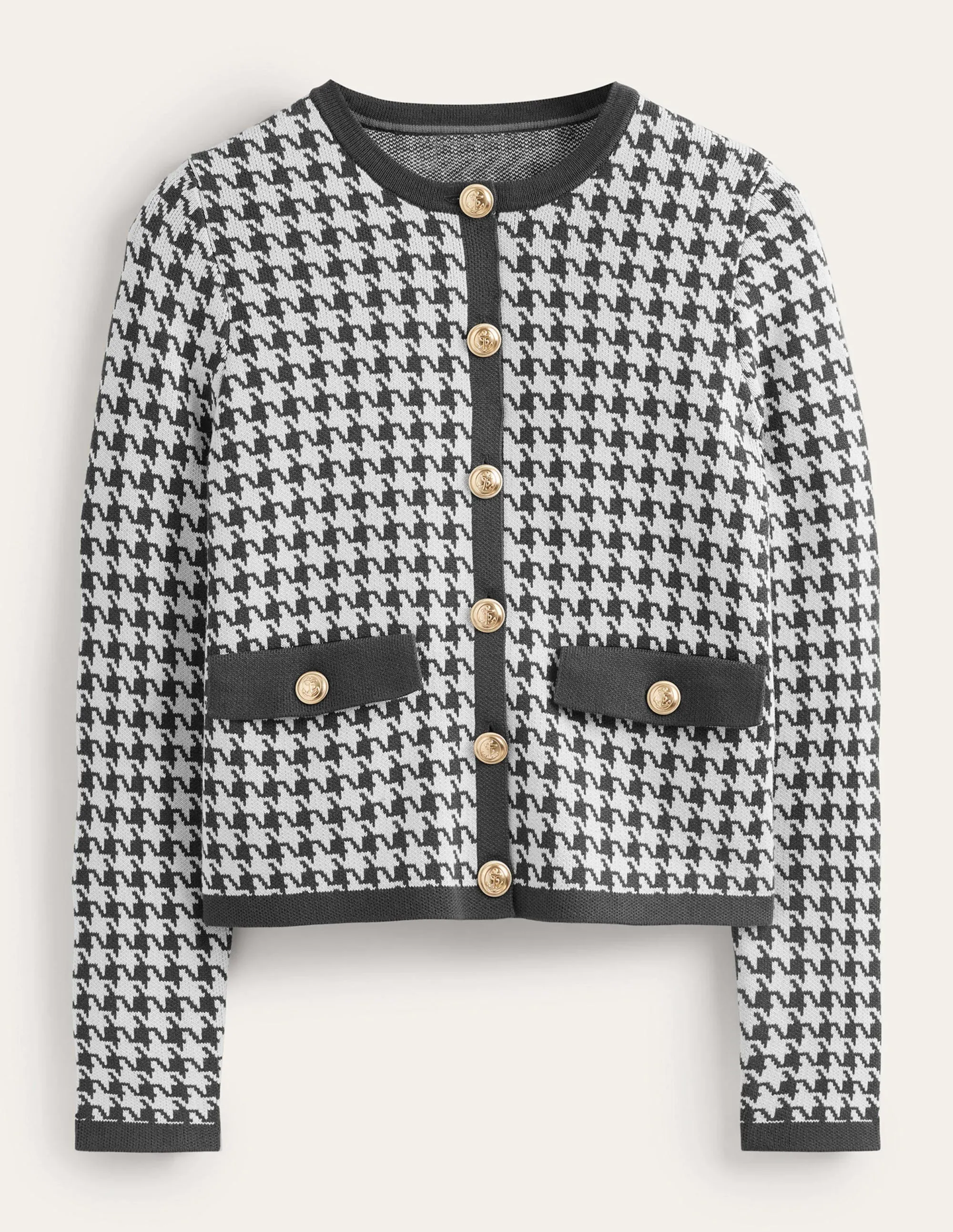 Holly Knitted Jacket-Charcoal / Ivory Houndstooth