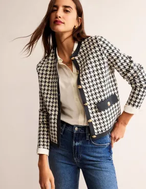 Holly Knitted Jacket-Charcoal / Ivory Houndstooth