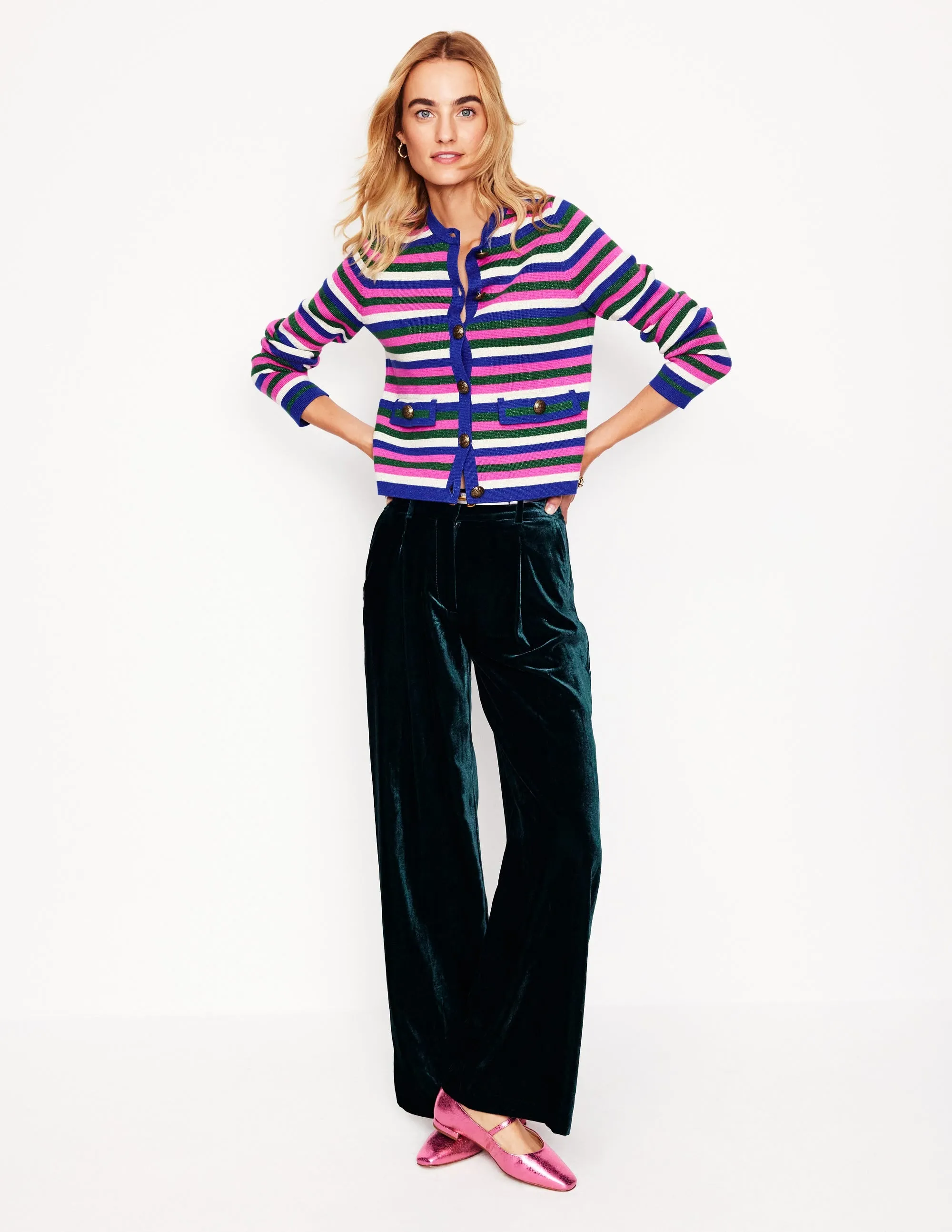 Holly Knitted Jacket-Multi Metallic Stripe