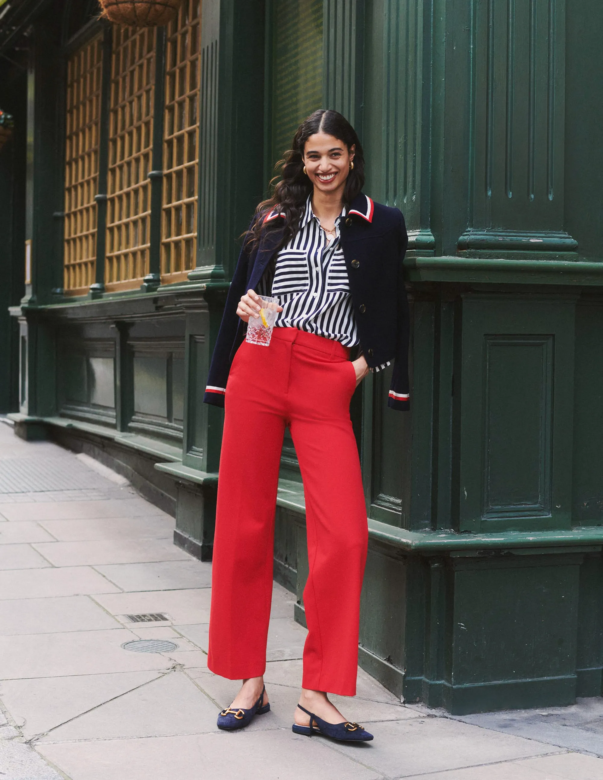 Holly Knitted Jacket-Navy, Rouge Red