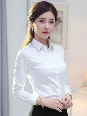 Ivyshape | Classic formal White Shirt for Women