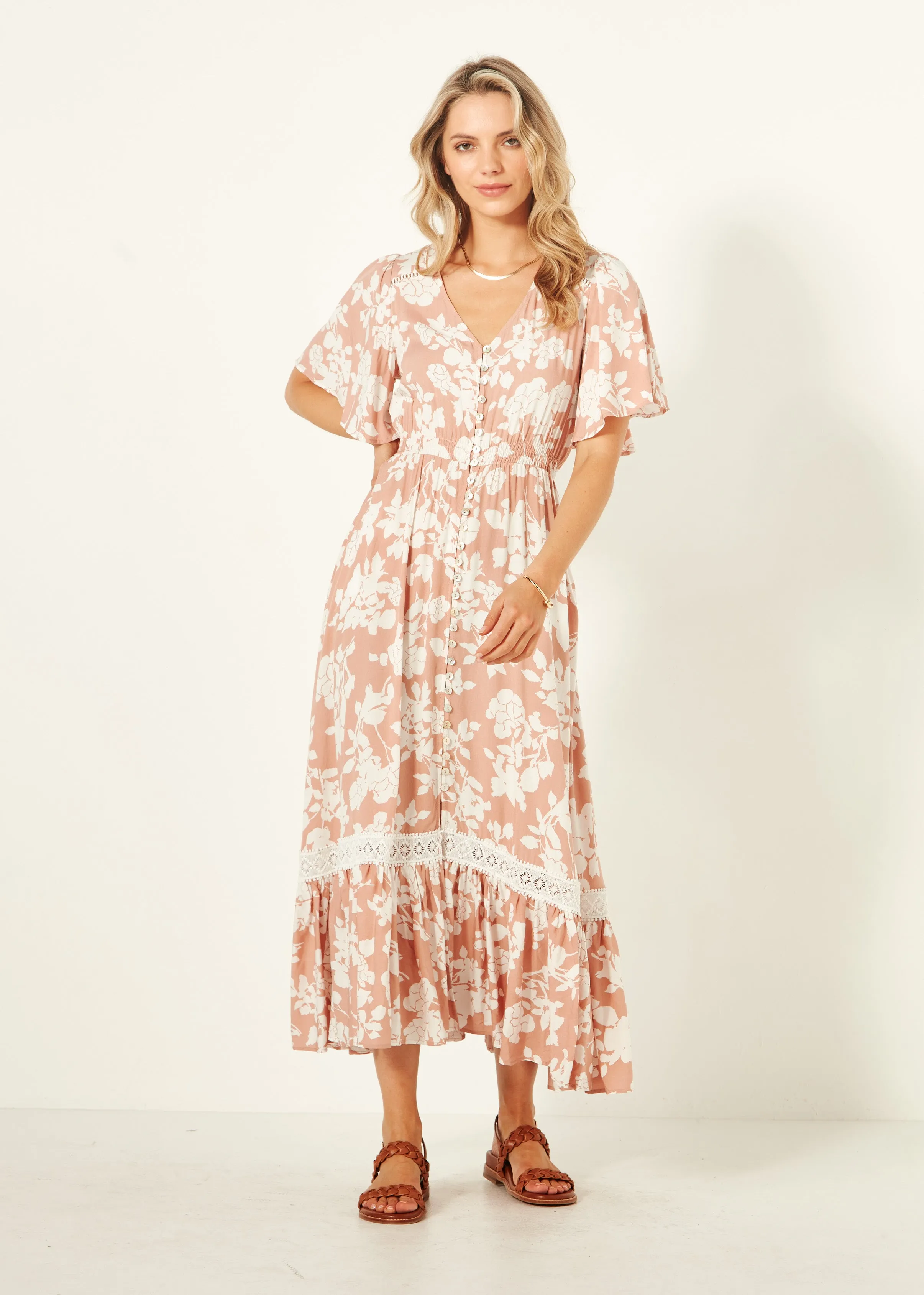 Jolander Dress - Nude Floral - LEMON TREE