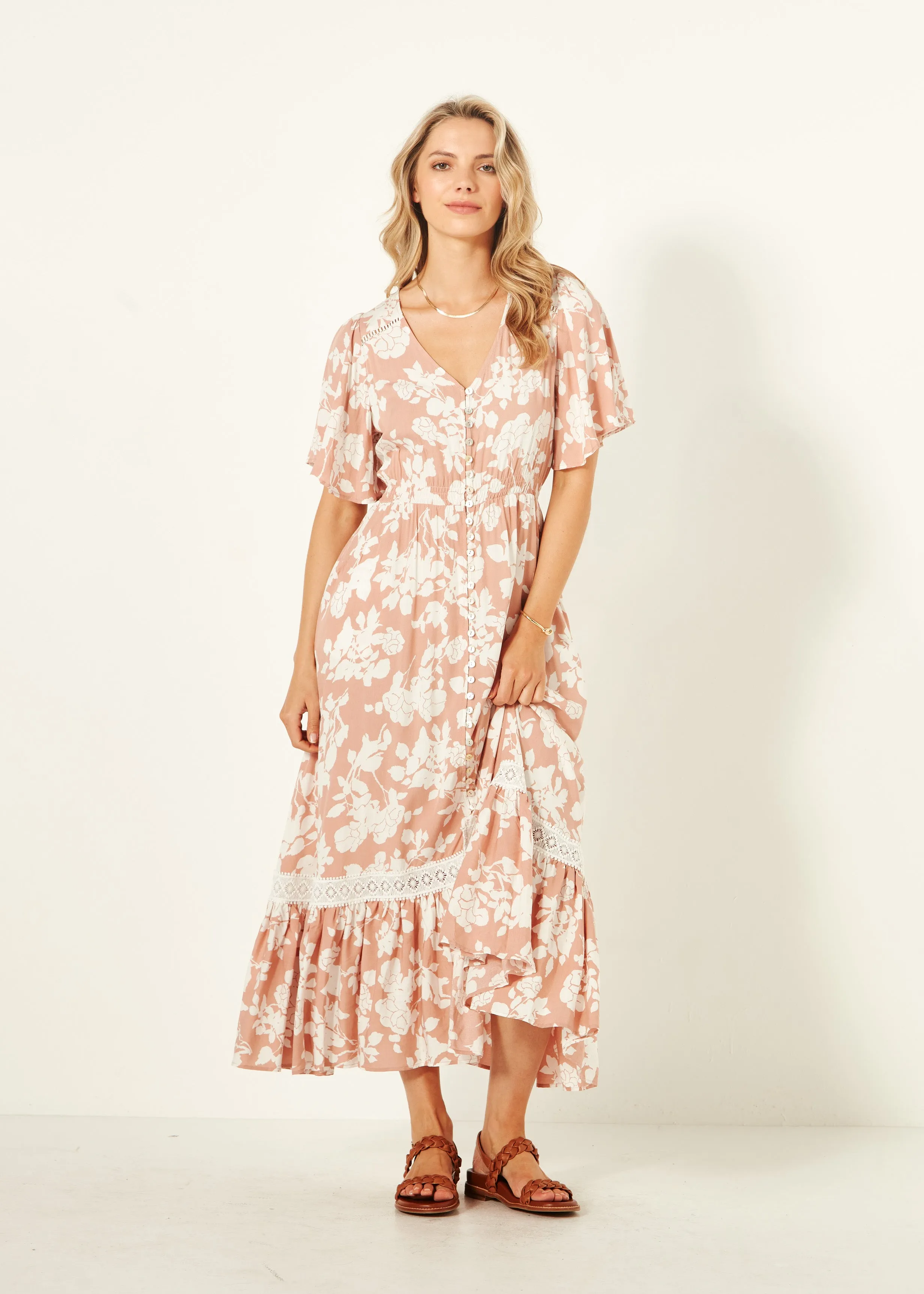 Jolander Dress - Nude Floral - LEMON TREE