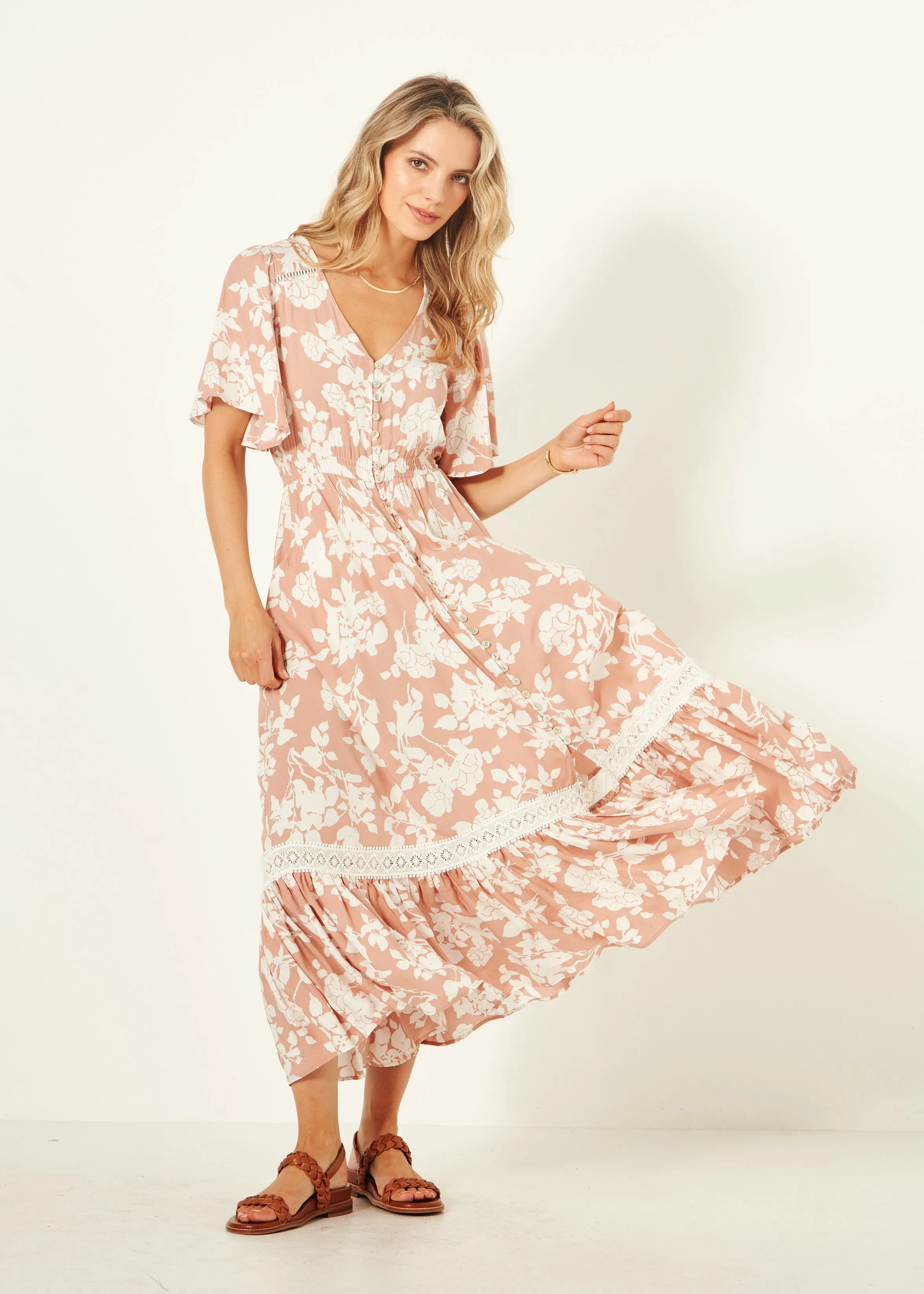 Jolander Dress - Nude Floral - LEMON TREE