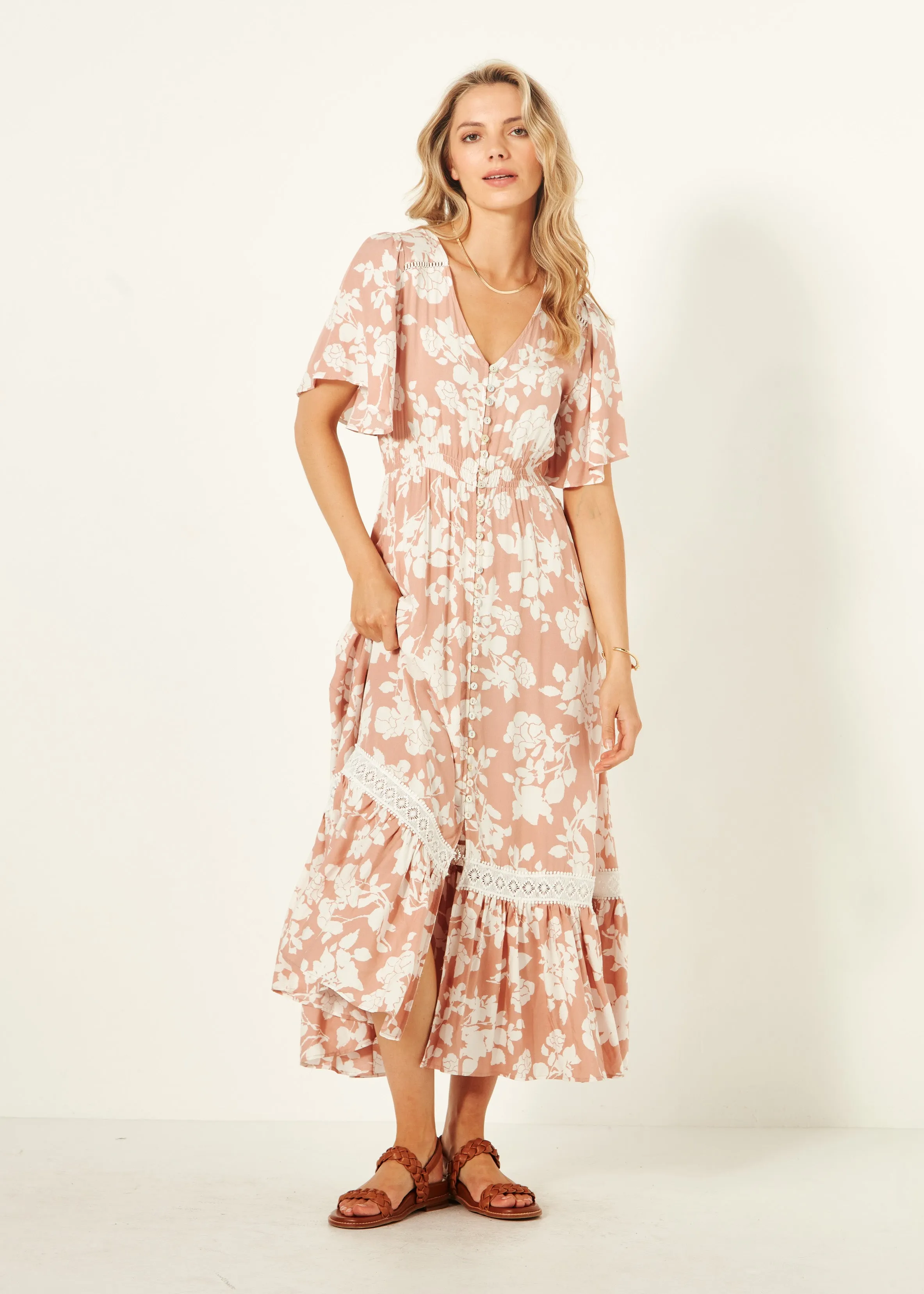 Jolander Dress - Nude Floral - LEMON TREE