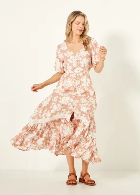 Jolander Dress - Nude Floral - LEMON TREE