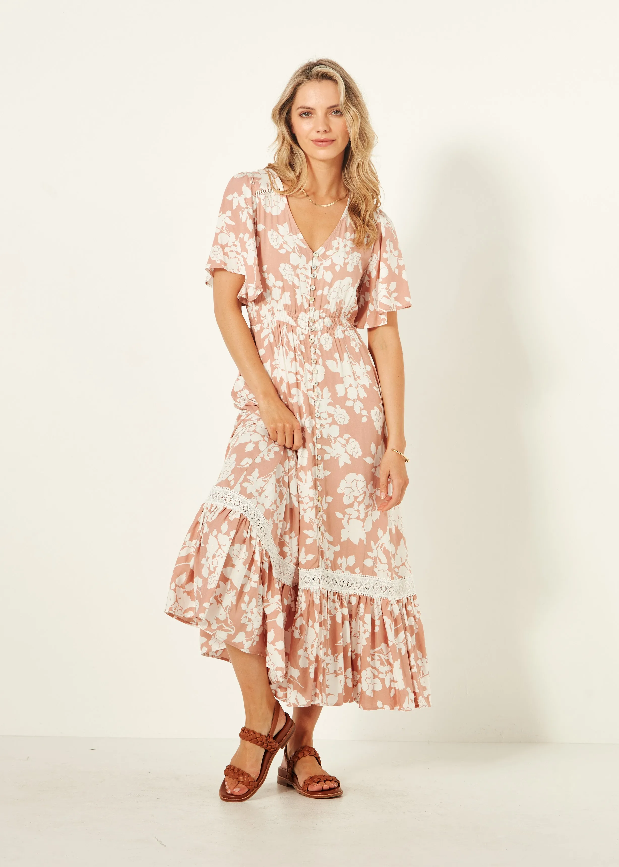 Jolander Dress - Nude Floral - LEMON TREE